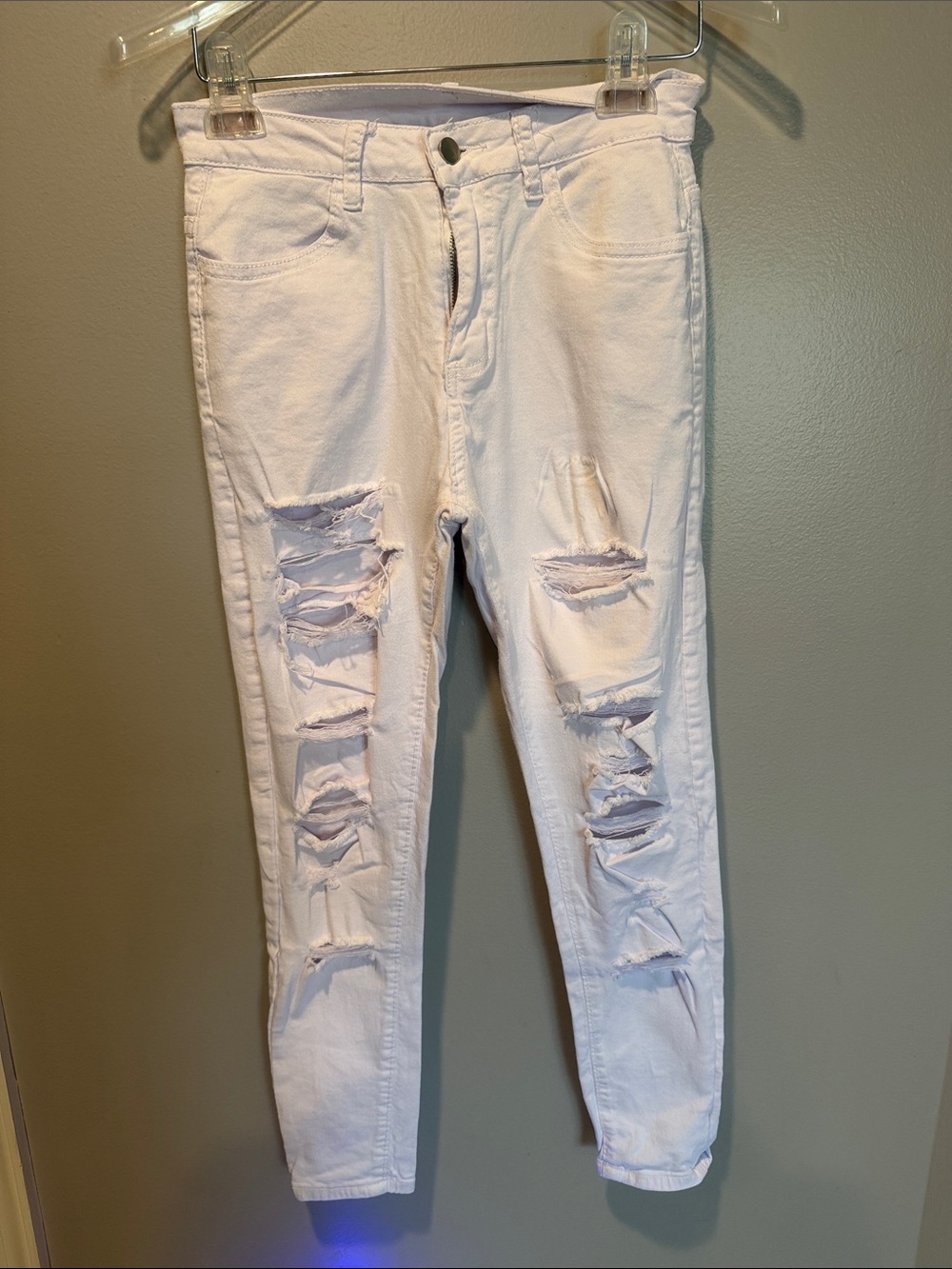 White Ripped Skinny Jeans for Women - Distressed Chic